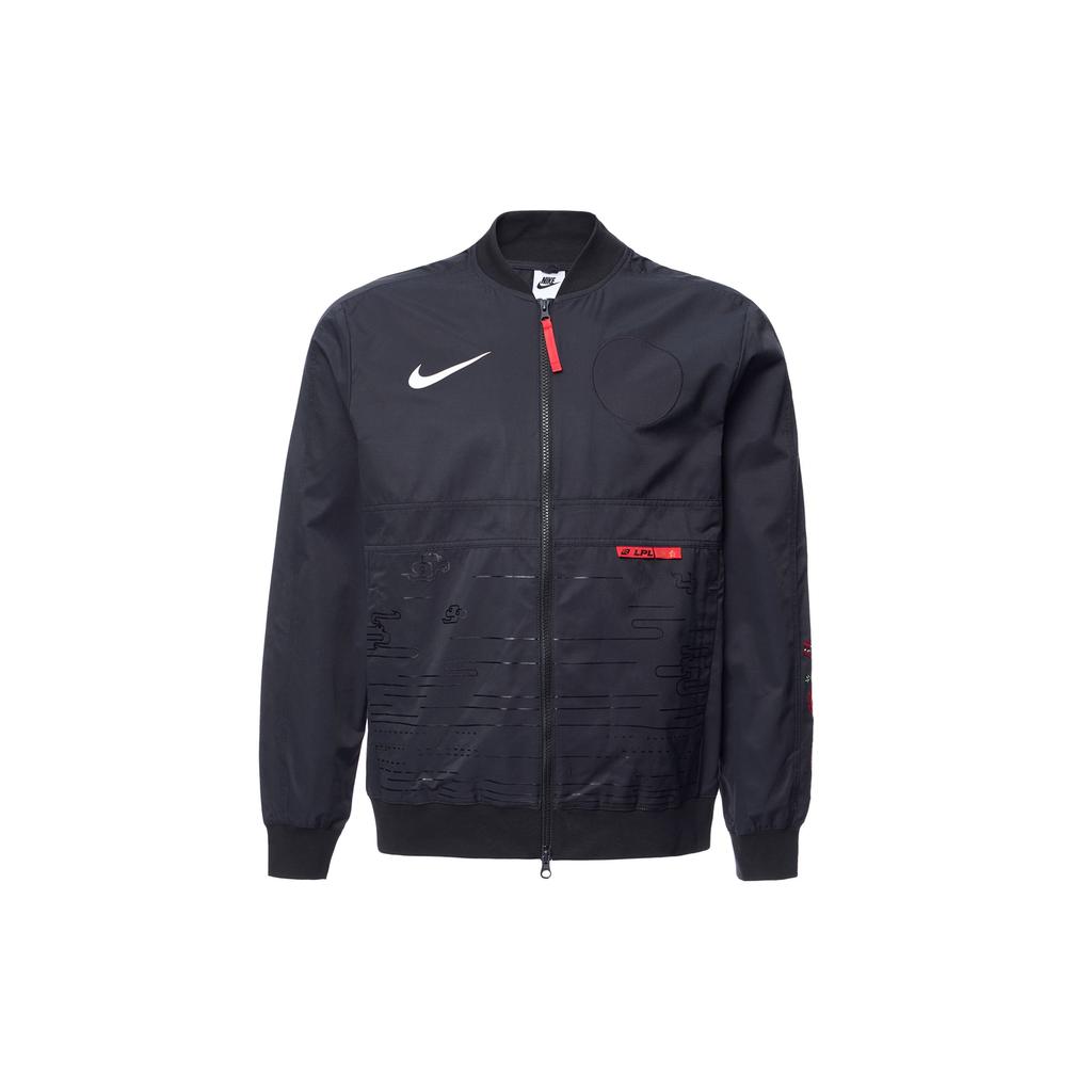 Nike X LPL 2021 S11 LoL Weltmeisterschaft Logo Patchwork Zip-Jacke Herren Oberbekleidung Schwarz DO0766-010