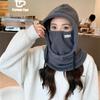 Casual Masks Hood Beanies Solid Color Pullover Cap Women Fleece Hat with Mask  Ear Protector