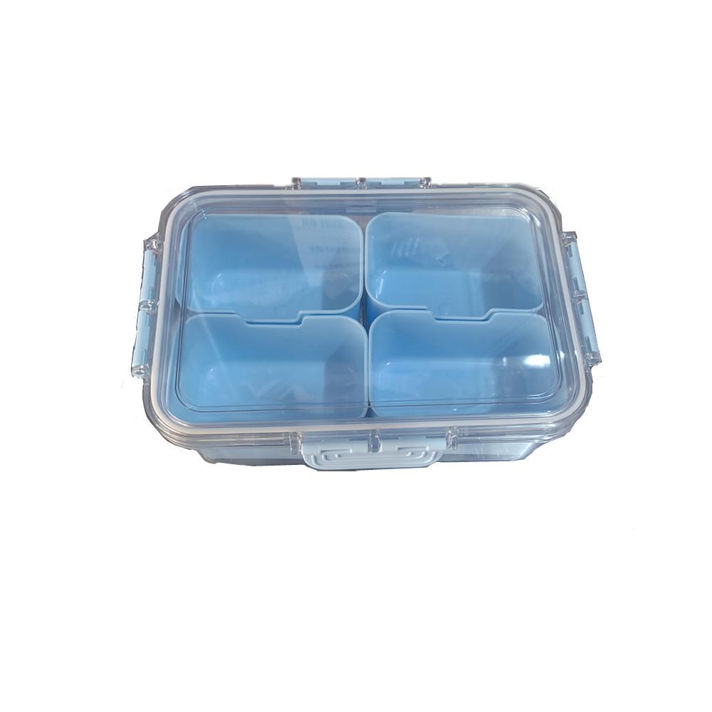 

Divided Serving Tray with Lid-Snackle Box Charcuterie Container for Portable Snack Platters-Clear Organizer for Candy, lunch ben синий