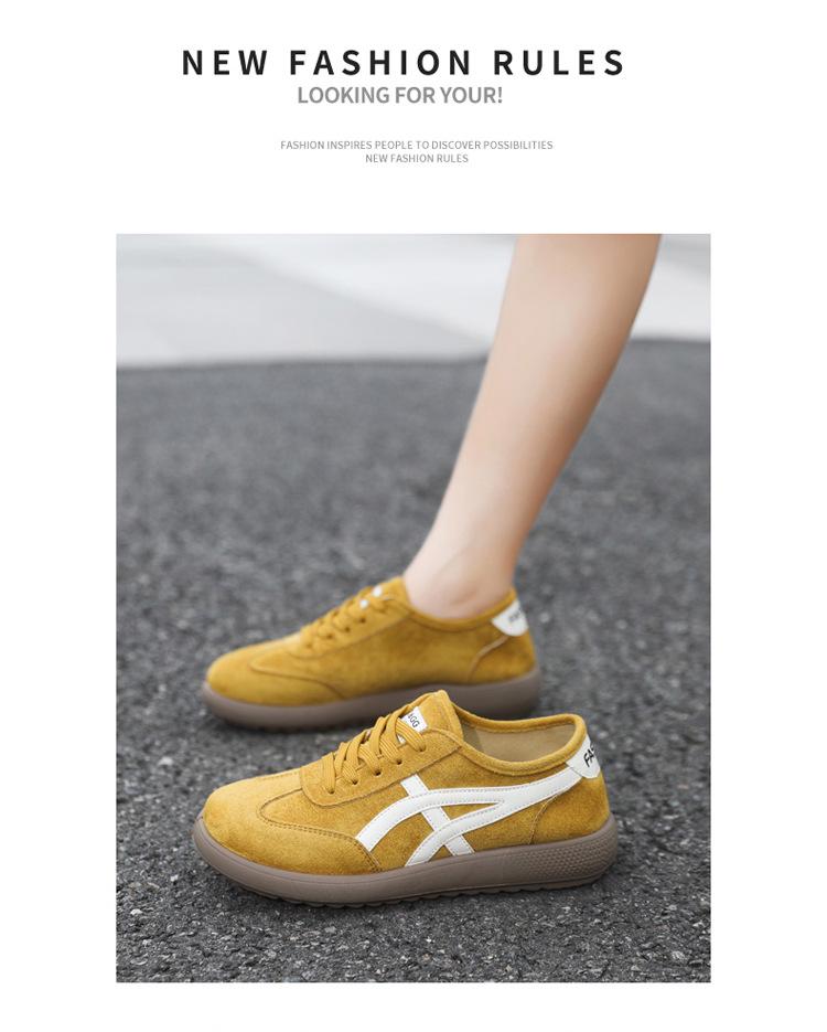 2025 Women's Lightweight Textured Leather German Training Shoes - Trendy, Flat, Patchwork Forrest Gump Student Sneakers