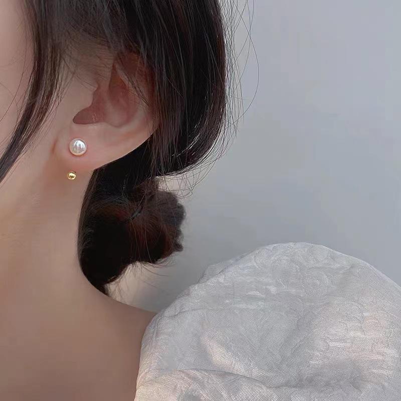 2022 Trendy Retro French Light Luxury Sterling Silver Freshwater Pearl Earrings for Women