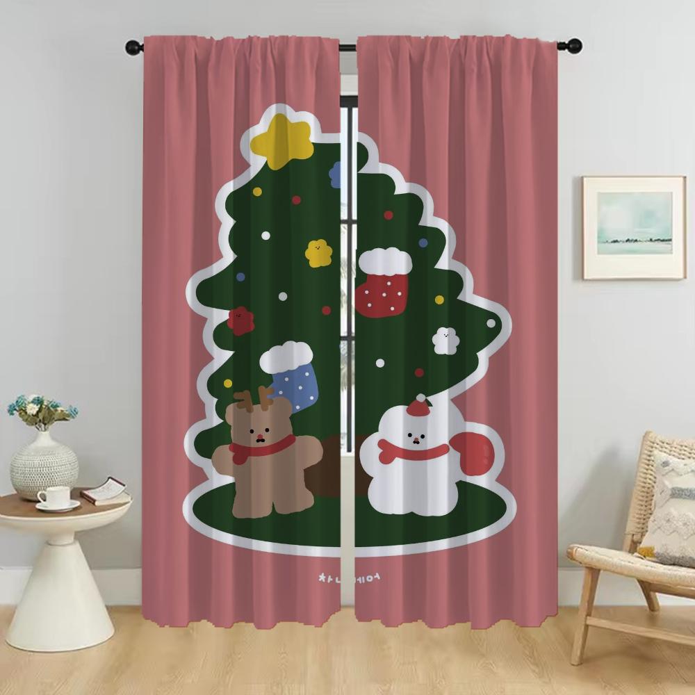 Christmas Home Interior Curtains for Camera Shades Halloween Decoration Window Curtain for Room 2 Panel Partition Living Kitchen