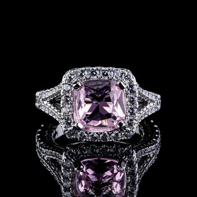 Pink Diamond Small Sugar Cube Super Fairy Princess Pink Gemstone Ring Seiko Bright Diamond Temperament Ring Tail Ring