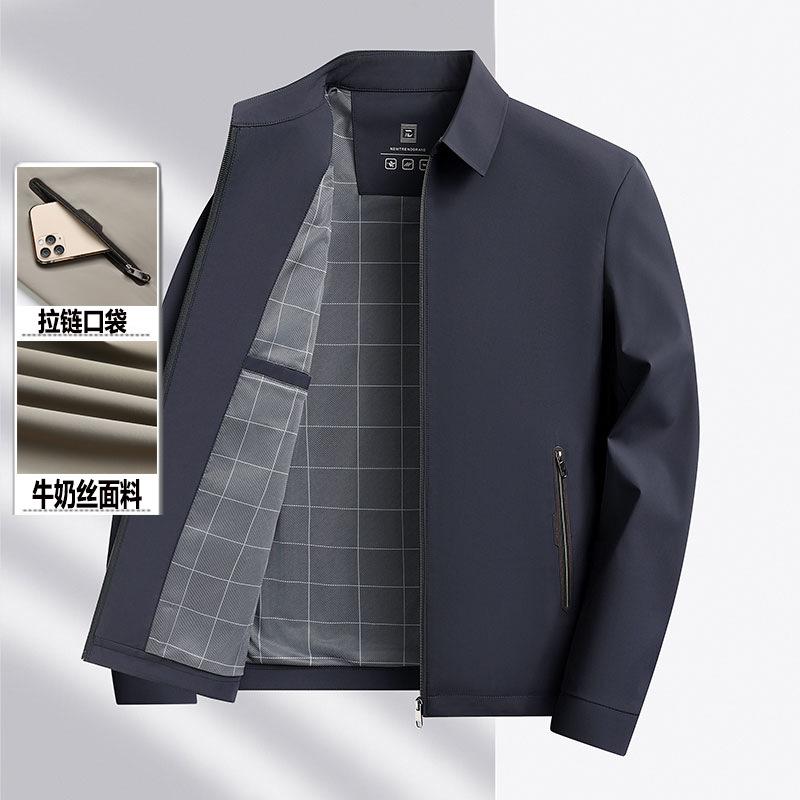 New high-quality milk silk lapel jacket executive business senior casual lapel jacket dad jacket