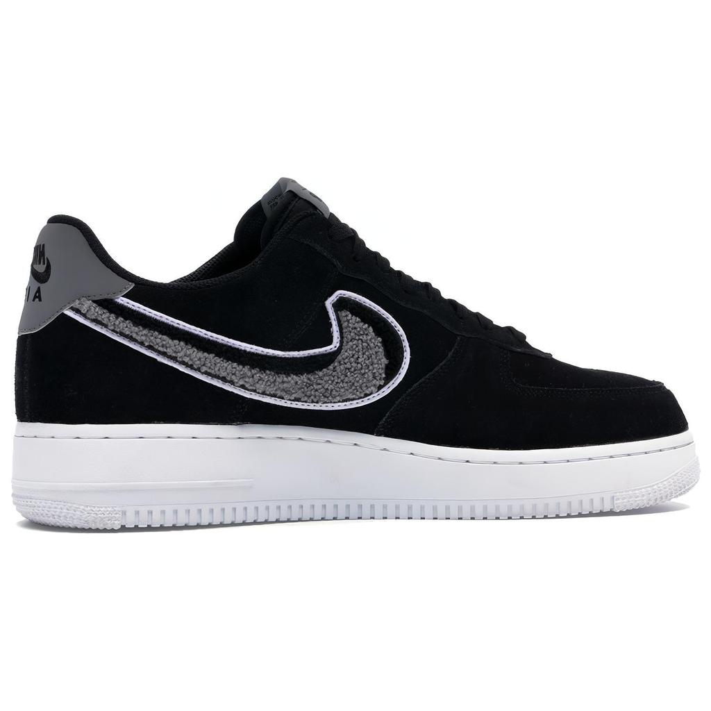 New Nike Air Force 1 Low 3D Chenille Swoosh Black Cool Grey 823511-014