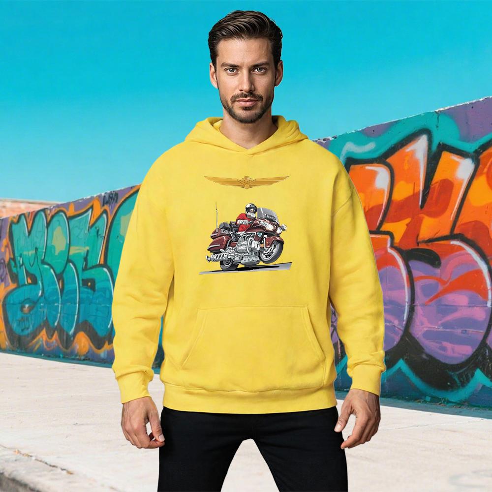 Autumn and Winter GL1800 Motorcycle Sweatshirt Black Street Wear Hoodie Men's and Women's Oversized Long-sleeved Casual Pullover