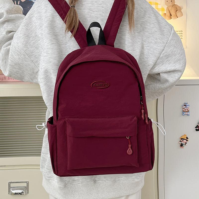 Small Fresh Literary Sense Girl Backpack Junior High School Students Solid Color Department Lightweight Versatile Schoolbag Large Capacity Backpack