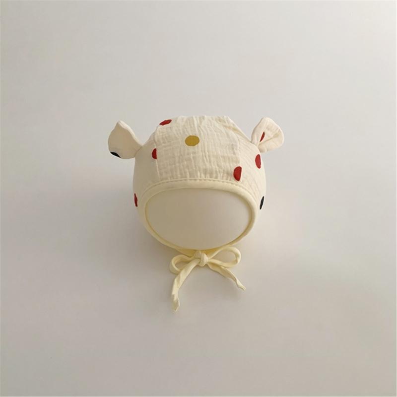 Lovely Earflap Hat with Chin Tie, Baby Fetal Caps Soft & Breathable Bonnet Fashionable Infant Hospital Hat for 0-1 Year