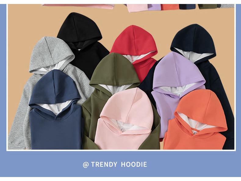 Kids' Fleece-Lined Autumn/Winter Hoodie - Solid Color, Loose Fit Pullover Jacket