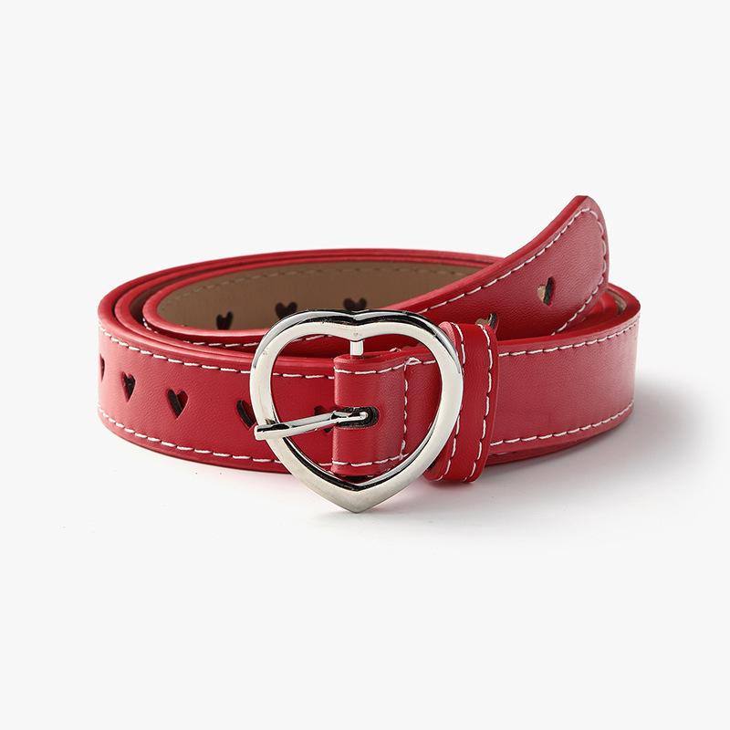 Single Product Love Buckle Belt Women'S Heart Shape Full Hole Hollow Decorative Women'S Belt
