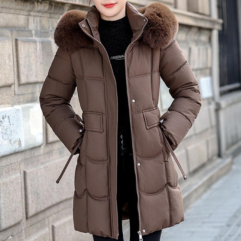 Fashion Female Warm Coat Winter Long Parkas Hooded Faux Fur Collar Loose Thick Women's Jackets