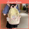 Cute Puppy Letter Embroidery And Strap Design Student Backpack With Pendant For School