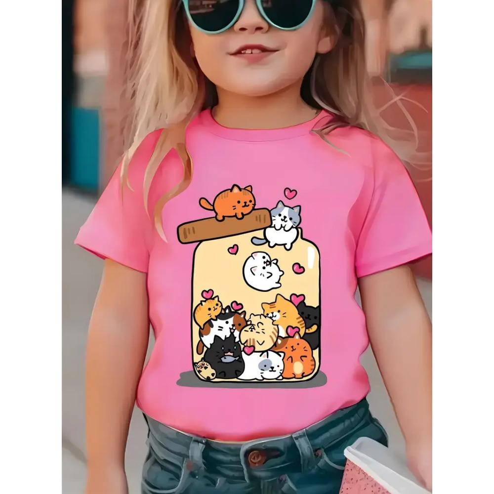 Baby Girl Clothing 3D Cat Print Kids Clothes Short Sleeve T-Shirts for Children Top Tees O-Neck Casual Children's Clothing
