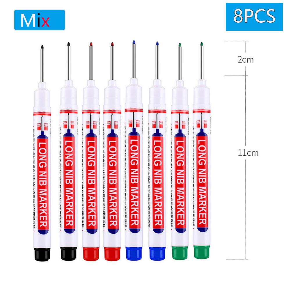 1/2/4/6/8Pcs Long Head Markers Pen Bathroom Woodworking Decoration Multi-purpose Deep Hole Marker Pens Red/Black/Blue/Green Ink