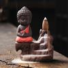 1pc Ceramic Waterfall Incense Burner Cute Monk Backflow Incense Burner Bodhisattva Buddha Burner Home Decor (Without Incense)