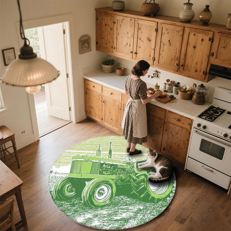 Farm Tractor Pattern Round rug,Carpet Rug for Living Room Bedroom Playroom ,Non-slip Floor Mat,Holiday Gifts and Birthday Gifts.