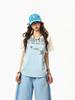 American Vintage Women's T-shirt, Loose Spliced Short Sleeve Top with Color Contrast Prints for Summer