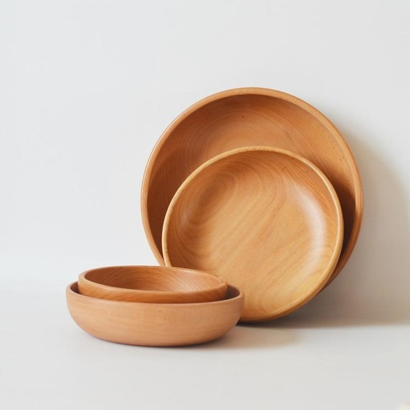 

Japanese Style Wooden Bowl for Kitchen, Salad Soup and Rice Bowl, Natural Tableware, Food Utensil, Ramen Noodles Dinner Tablewar 15X4.5CM