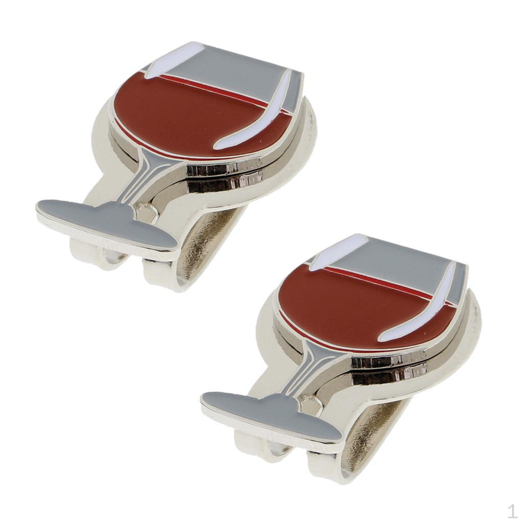 

2 Pieces Alloy Golf Ball Marker Hat Clip Durable Gift Red