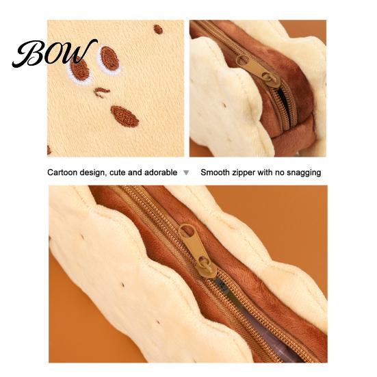 Unique Biscuit Design Pencil Pouch Cookie Shape Plush Stationery Bag, Soft Stuffed Back to School Gift for Kids Case, Large Capacity Cosmetic