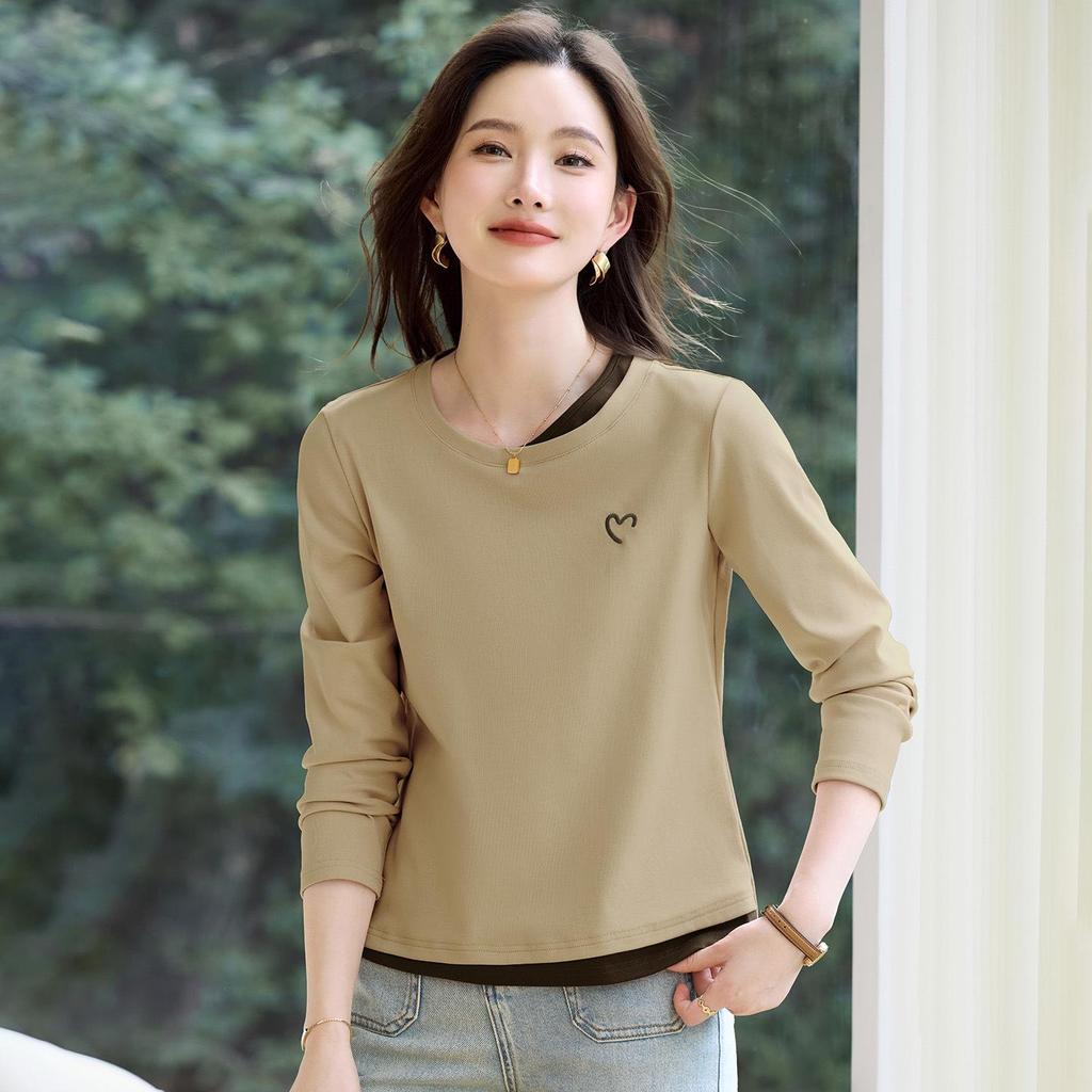 2026 Slimming Round Neck Long Sleeve Women's T-shirt - Stylish Base Layer for Spring & Autumn