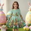 Girl Casual 3D Cute Rabbit Pattern Print Round Neck Long Sleeve Dress Kid Princess Dress