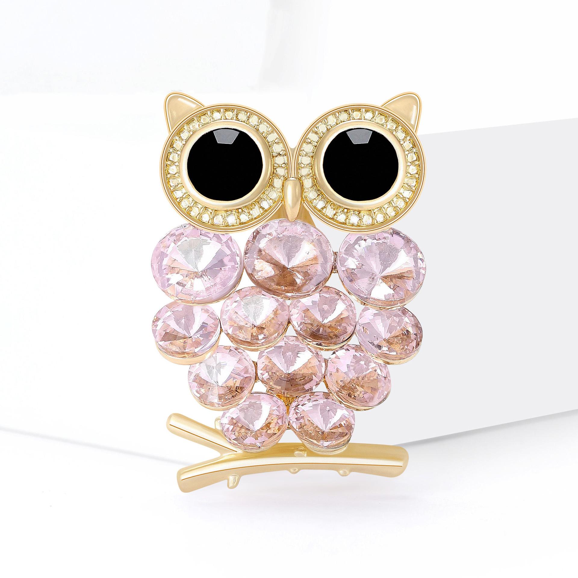 Cute owl brooch high-end imitation crystal animal corsage niche pin suit accessories
