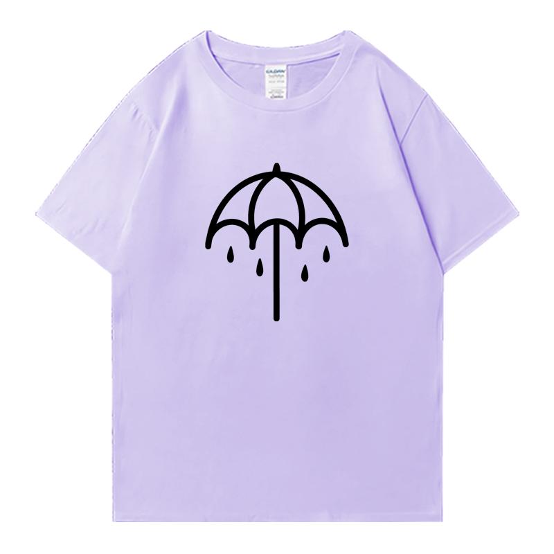 Umbrella Bring Me The Horizons Metal Washed Oversized T-shirt Street Hip Hop 100% Cotton Men Women Short Sleeve T-shirts Unisex