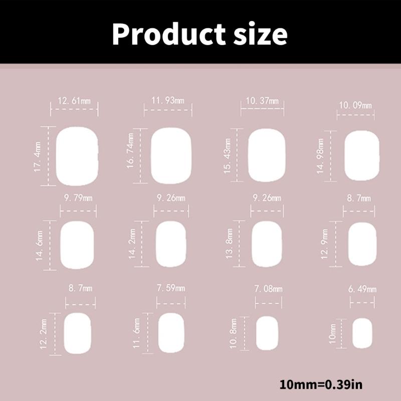 24 Pcs Short Round False Nail Elegant Artificial Nail French Tip Stick On Nail Glittering Press On Nail for Woman