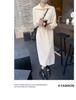Women's French Knit Lapel Sweater Dress with Coat, Autumn/Winter Style - Loose, Long, Over-the-Knee, Thick Design