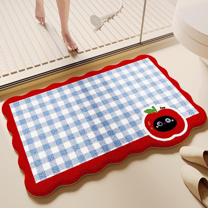 Cartoon Puppy Imitation Cashmere Floor Mat: Absorbent, Insulating Door Mat for Shower Room