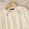 ZANZEA Blusa da donna casual a girocollo, tinta unita, manica corta larga