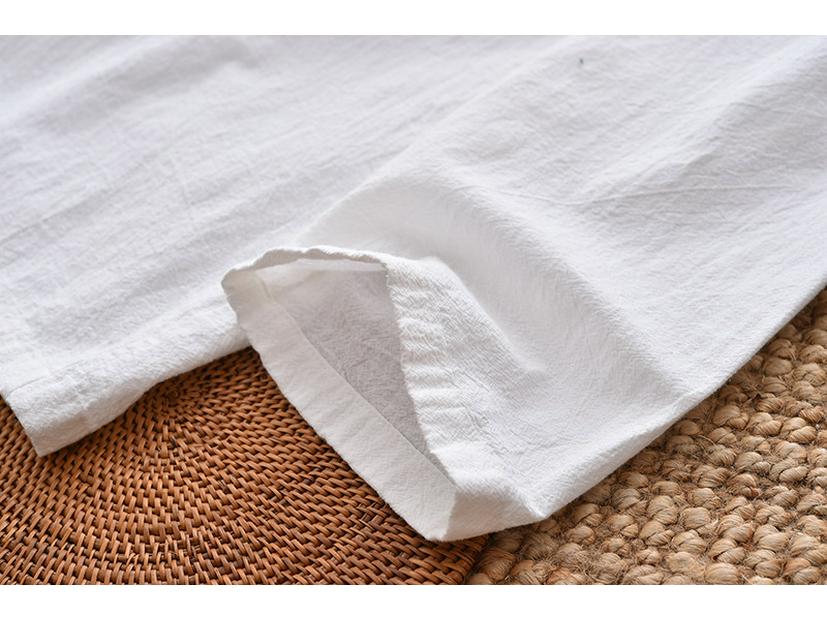Spring 2026 Women's Artistic Retro Cotton Linen Long Sleeve Top with Handmade Frog Button