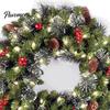 High-quality Christmas Wreath with Light Frosted Artificial Berries And Pine Long-lasting Holiday Decor Cones for Front Door Window Wall Indoor