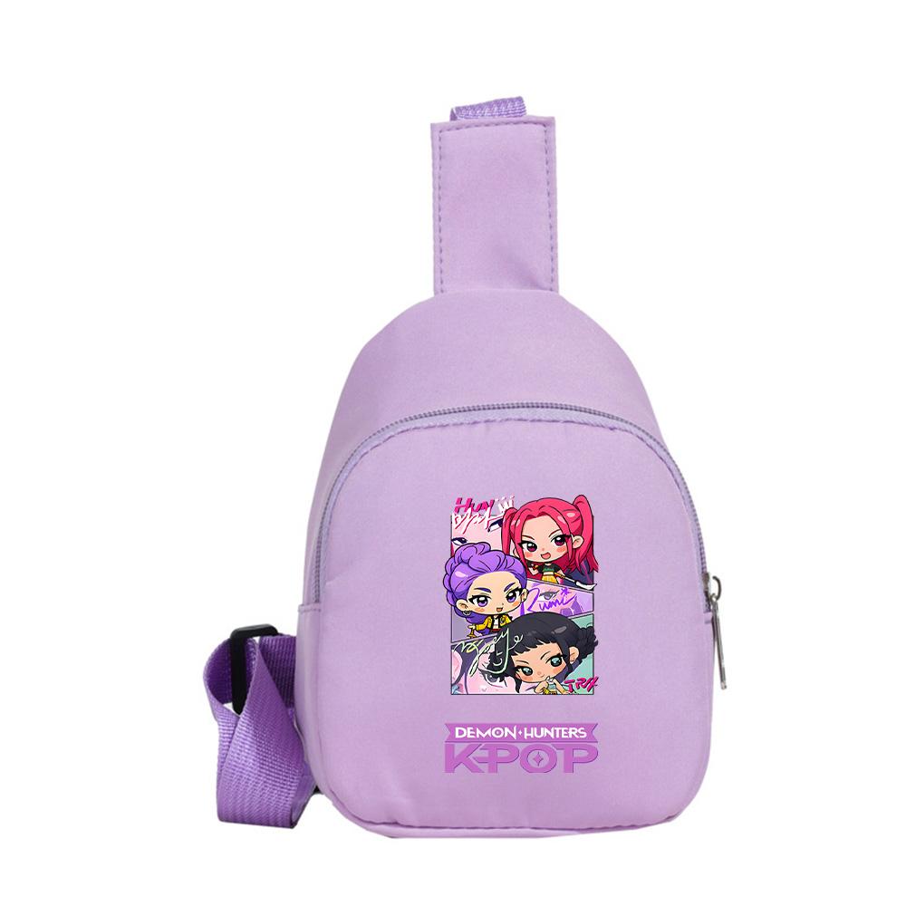 K-Pop Demon Hunters Printed Kawaii Chest Pack for Boy Girl Shoulder Bag Student Portable Crossbody Pouch Christmas chest bag Kid Gift