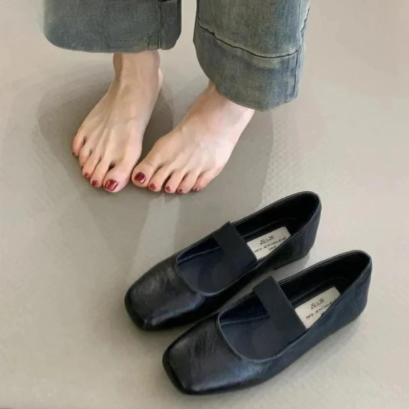 Karree Frauen Ballerinas Schuhe Mode Flachen Gummiband Frühling Herbst Damen Komfort Weiche Sohle Ballerina Schuhe