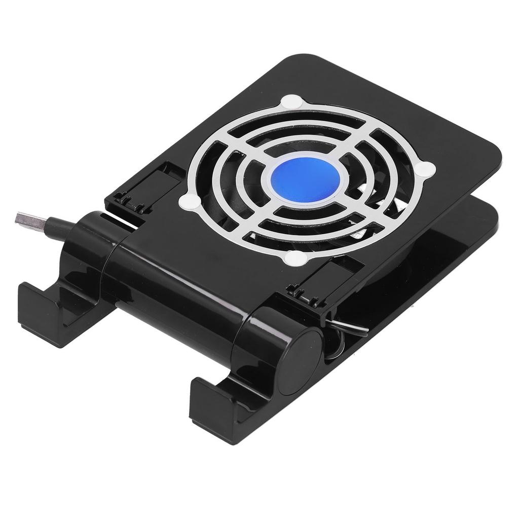 Three in One Aluminum Alloy Tablet Stand Non Slip DC Fan Desktop Phone Mount Radiator(Black )