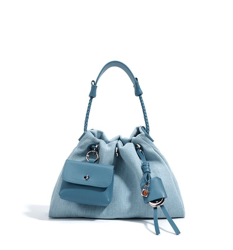 

JIAERDI High Street Denim Bucket Bag Purse Women Retro Handle Luxury Design Casual Crossbody Bags Female Retro Messenger Bag Y2k 29X20X12CM