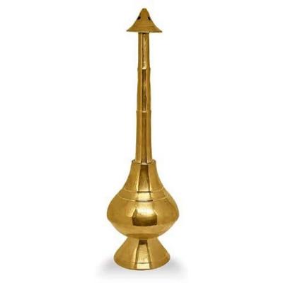 10-calowa mosiężna butelka Gulab Pash na Gangajal, Butelka Gulab Dani do Pooja Dekoracyjny bibelot - 30,48 cm (Mosiądz, Złoto)