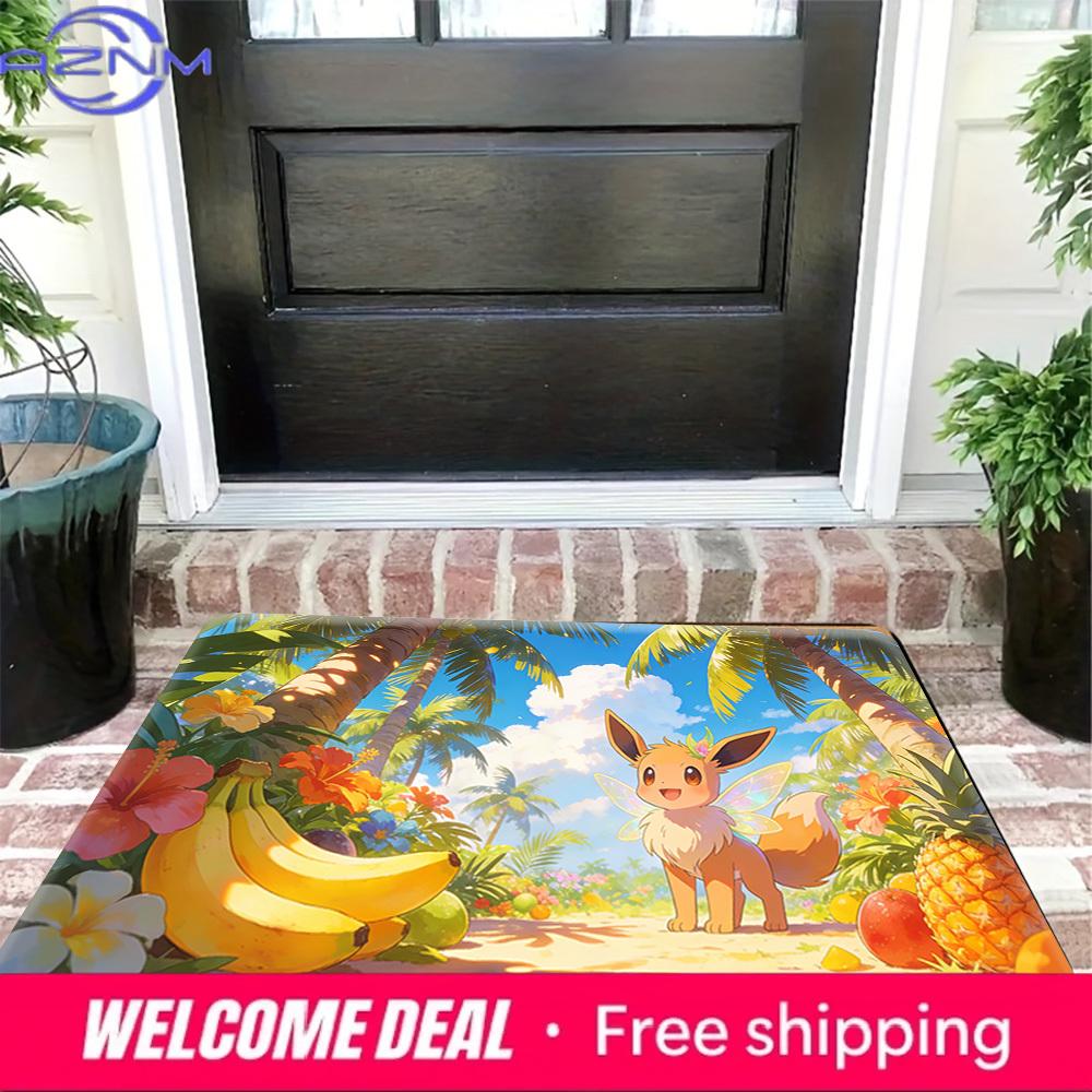 Eevee Tropical Beach Print Doormat Anti-slip Absorbent Floor Mat for Home Entrance Bedroom Living Room Decor