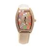 Same Fashion Retro Women'S Watch, Wine Barrel Type Diamond-Encrusted Digital Belt Waterproof Watch