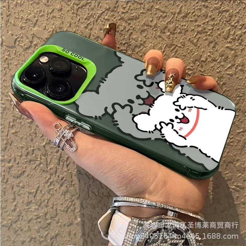 Cute Puppy Applies Apple 15 Colored Silver iPhone14Pro Creative 11promax Matte 16 Protective Case 17