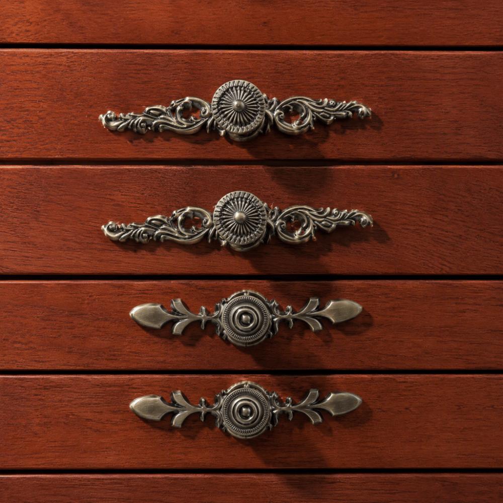 Zinc Alloy Cabinet Handles And Knobs Antique Green Furniture Handles Hardware  For Drawers