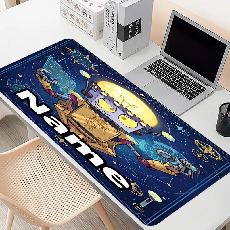 Custom Name Personalized Cosmic Bot Crew Pattern Mousepad, Laptop PC Desk Mat, Decorative Desk Mat for Home Keyboard Pad Gift