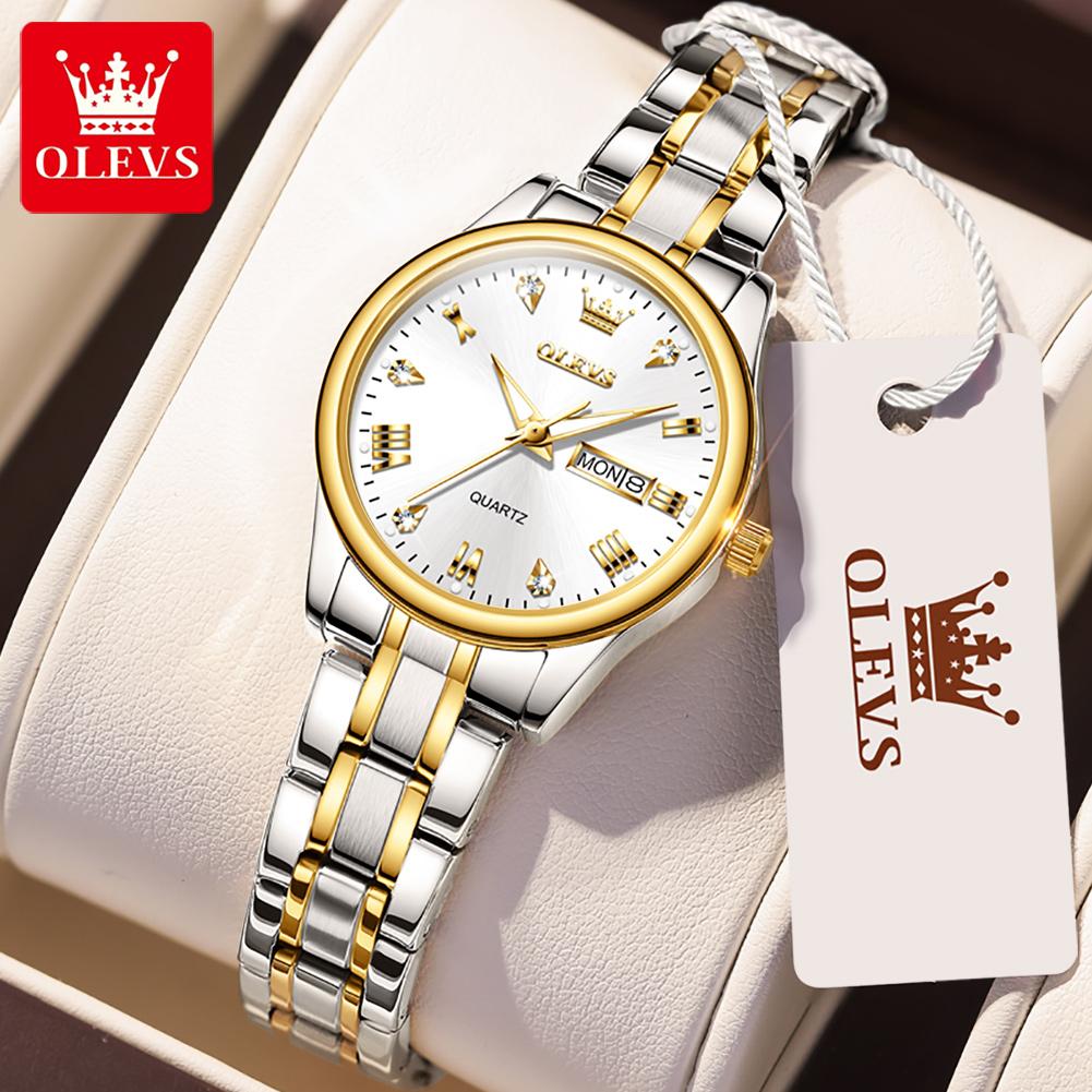 Orologio marca OLEVS con diamanti incastonati, impermeabile, luminoso, al quarzo, per donna 5563
