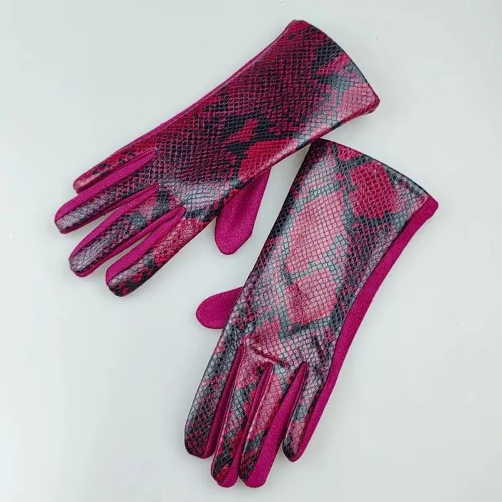 Fleece Lined Winter Warm Gloves Faux Animal Leather Faux Suede Gloves For Driving Riding