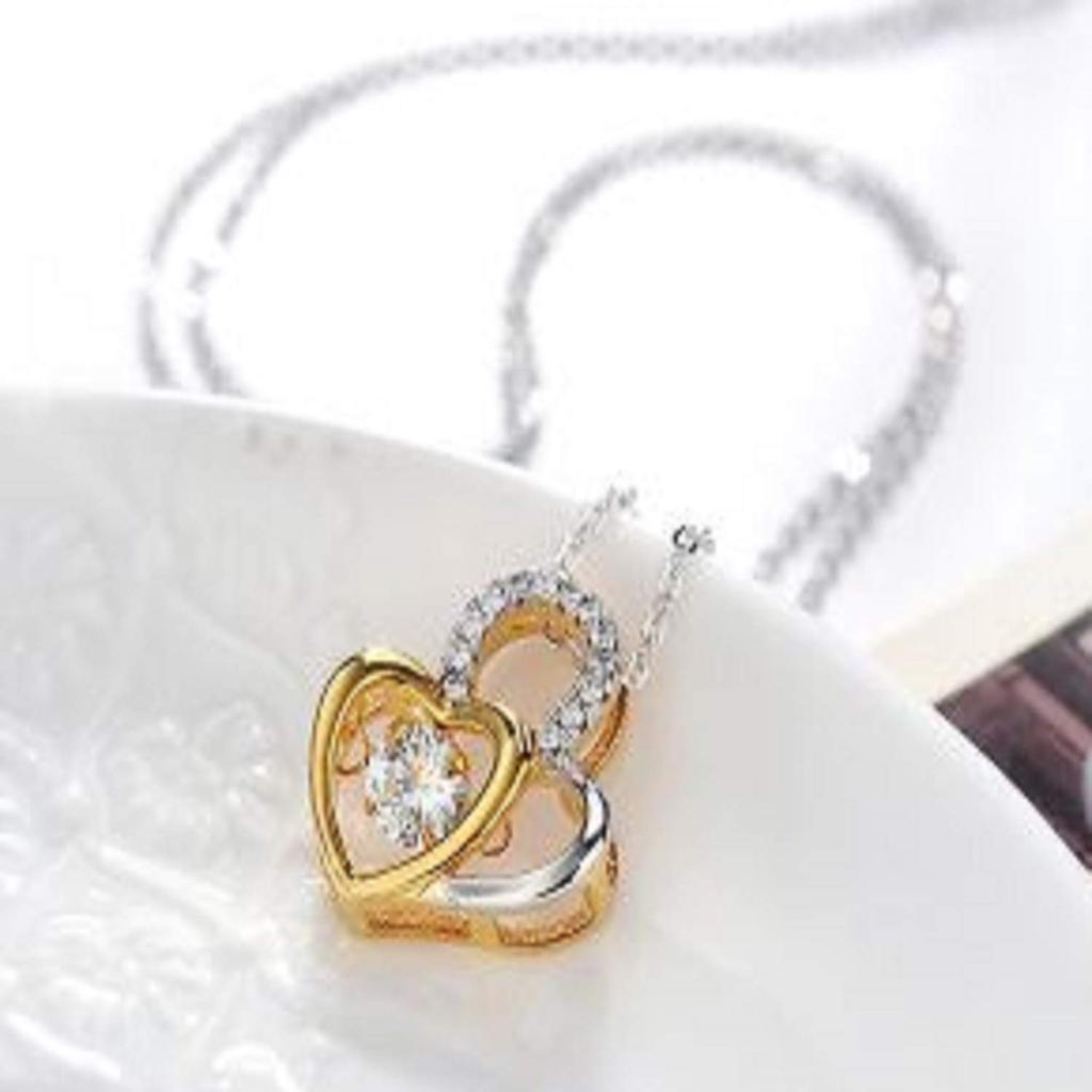 [Christmas Fair] Lovamor Women's Necklace, Dangle Diamond Heart, GoldSilver (Gold)