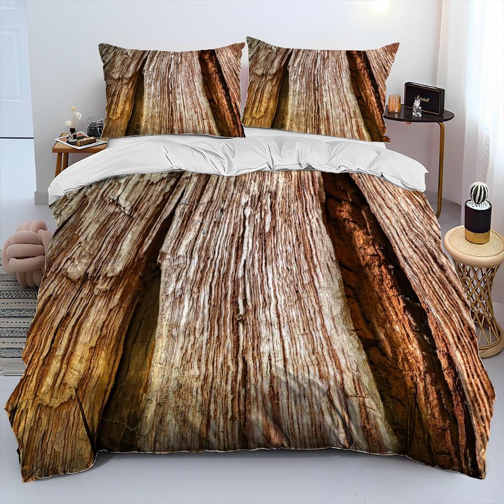 3D Wood Grain Comforter Bedding Set,Duvet Cover Bed Set Quilt Cover Pillowcase,King Queen Size Bedding Set for Adult Child Gift