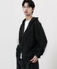 Wholovesart Semi-Crop Relaxed Zip-Up Hoodie Black