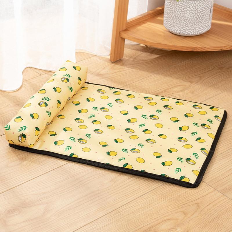 

Коврик для собачьей кровати, летний охлаждающий коврик, мягкий коврик для сна с подушкой для домашних животных, матрас для льда для домашних животных, товары для щенков, аксессуары для котят S лимон